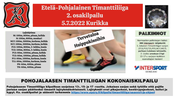 Etelä-Pohjalaanen Timanttiliiga, 2-osakilpailu 5.7.2022 klo:18:00