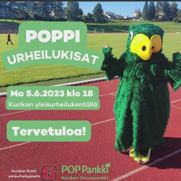 POPPI urheilukisat Ma 5.6 Kurikan Urheilukentällä, klo 18.00