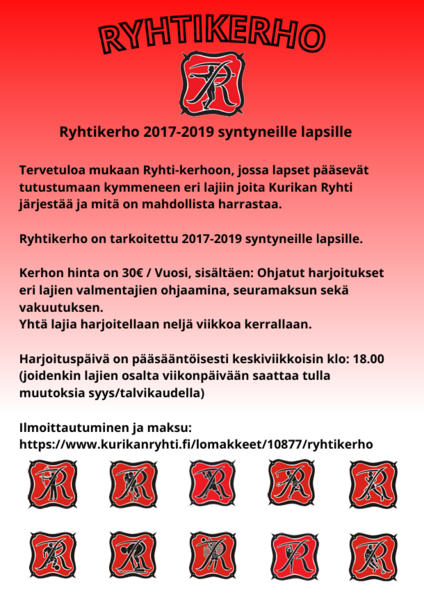 Ryhtikerho 2017-2019 syntyneille lapsille.