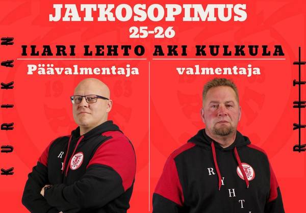 ​Lehto ja Kulkula jatkavat Ryhdin valmennuksessa