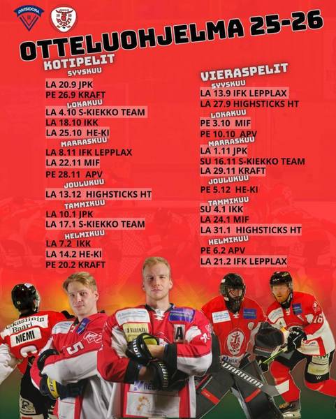 Ryhdin otteluohjelma 2-divisioonassa