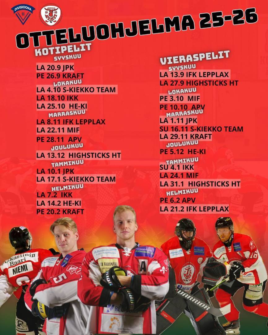 Ryhdin otteluohjelma 2-divisioonassa