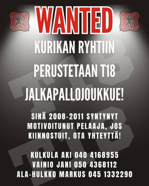 Kurikan ryhtiin perustetaan T18 joukkue