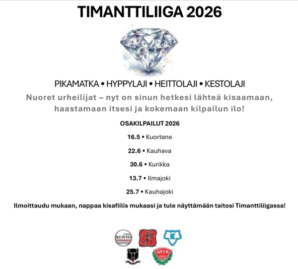 Etelä-Pohojalaanen Timanttiliiga 30.06. klo 18:00  Kurikan Urheilukenttä