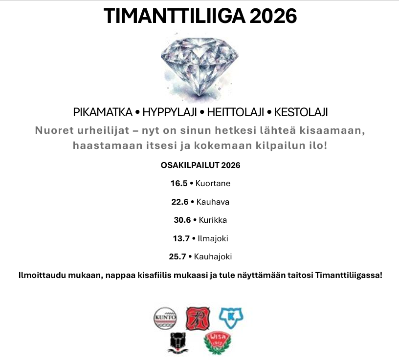 Etelä-Pohojalaanen Timanttiliiga 30.06. klo 18:00 Kurikan Urheilukenttä