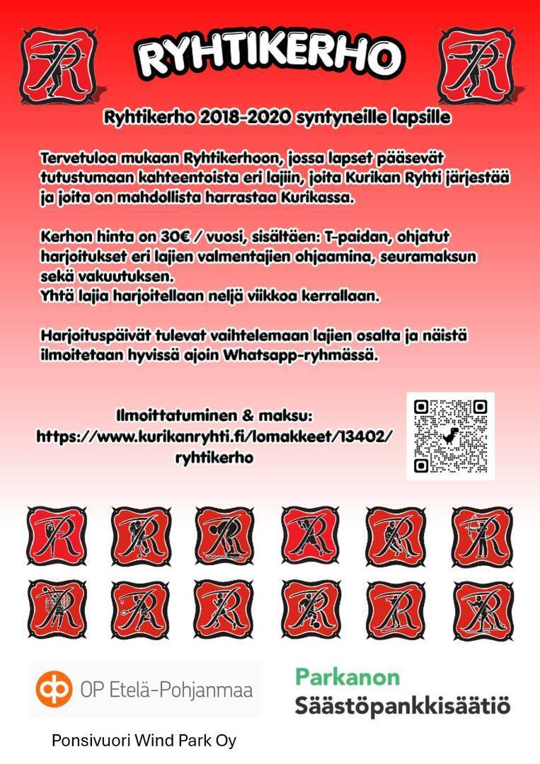 Ryhtikerho 2018 - 2020 syntyneille lapsille. 