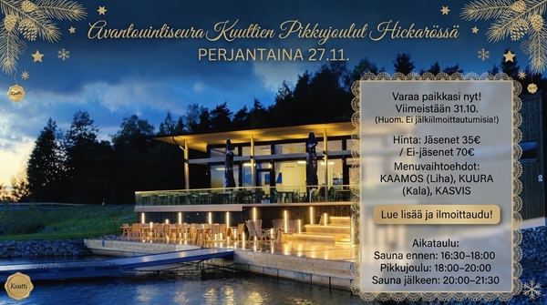 🎄 Avantouintiseura Kuuttien Pikkujoulut Hickarössä perjantaina 27.11.🌊