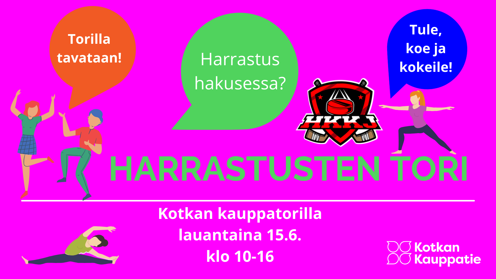 Harrastusten tori-tapahtuma Kotkan kauppatorilla 15.6.2024!