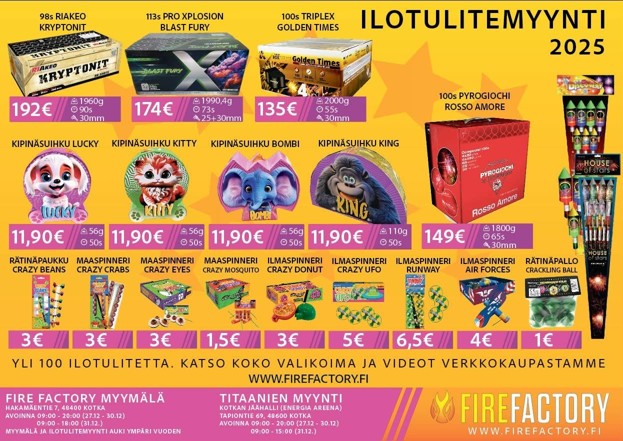 Kohta taas paukkuu ja poksahtelee – mistä ilotulitteet juhlaan?!