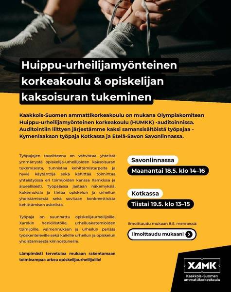 Olympiakomiten Huippu-urheilumyönteinen korkeakoulu (HUMMK) –auditointi Kotkassa 19.5.2026