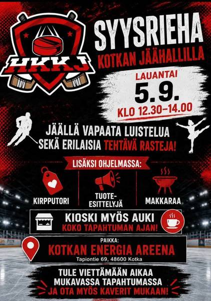 Syysrieha-tapahtuma Kotkan Energia Areenalla 5.9.2026!