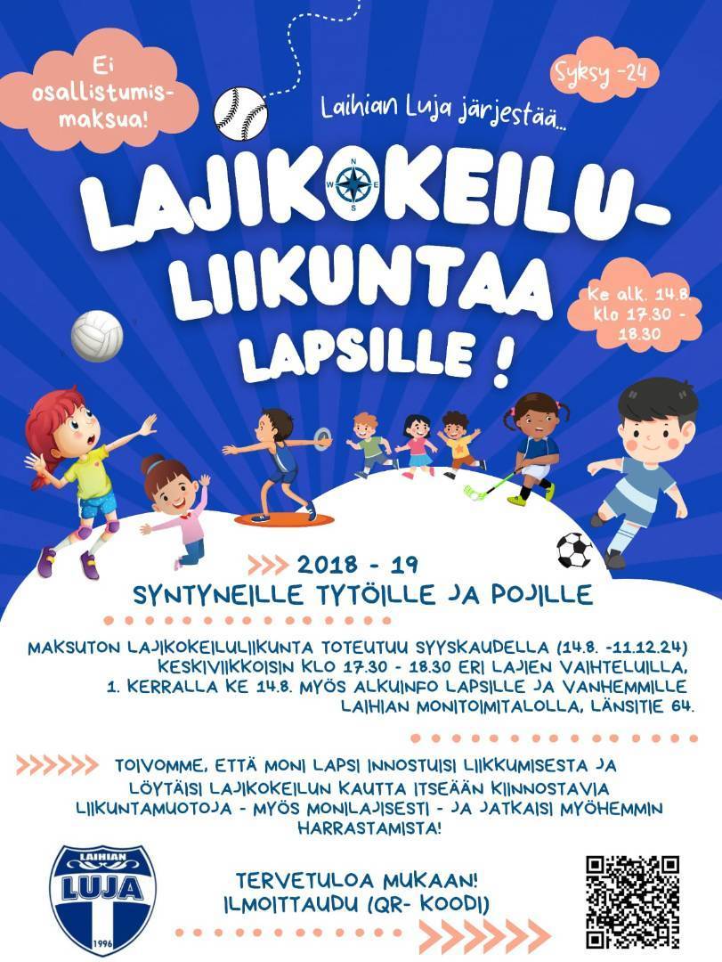 Lajiliikuntakokeilu 2018-2019 syntyneille