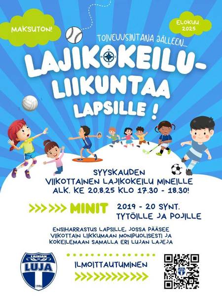 Lujan lajikokeilu 2019-2020 syntyneille käynnistyy 20.8!