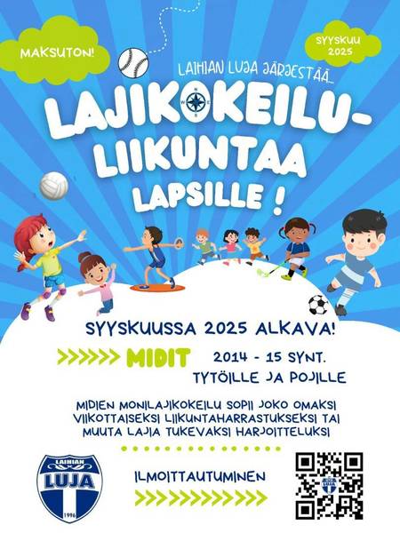 Lajikokeiluliikuntaa 2014-2015 syntyneille 