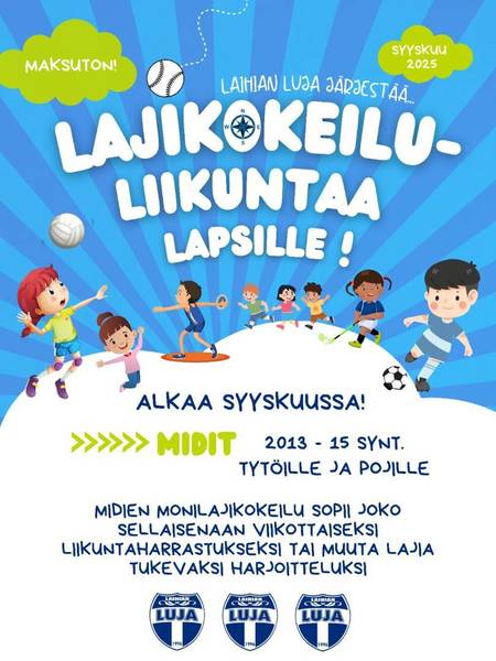 Lajikokeiluliikuntaa 2013-2015 syntyneille 