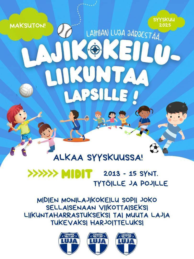 Lajikokeiluliikuntaa 2013-2015 syntyneille 