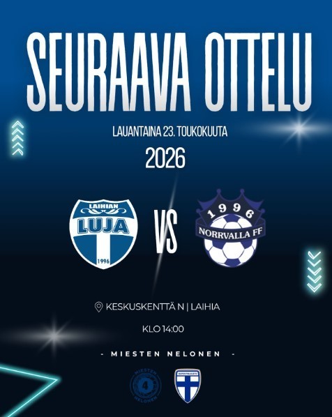 Lujan miesten kausi jatkuu Keskuskentällä lauantaina 23.5.