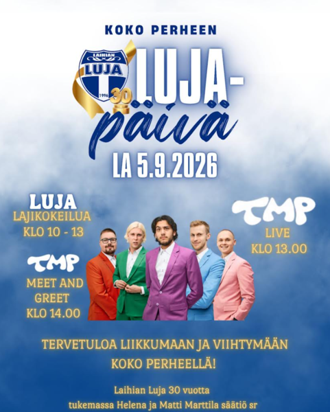 Koko perheen LUJA -päivä lauantaina 5.9!!!