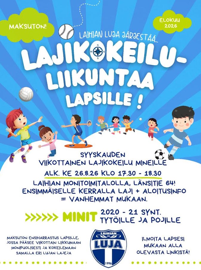 Lujan lajikokeilu 2020-2021 syntyneille käynnistyy 26.8!