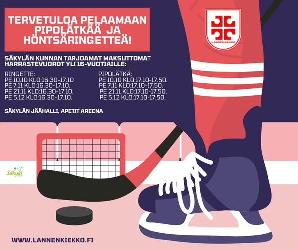 Hei sinä yli 16-vuotias nuori tai aikuinen, tule höntsäilemään Lännen Kiekkoon!