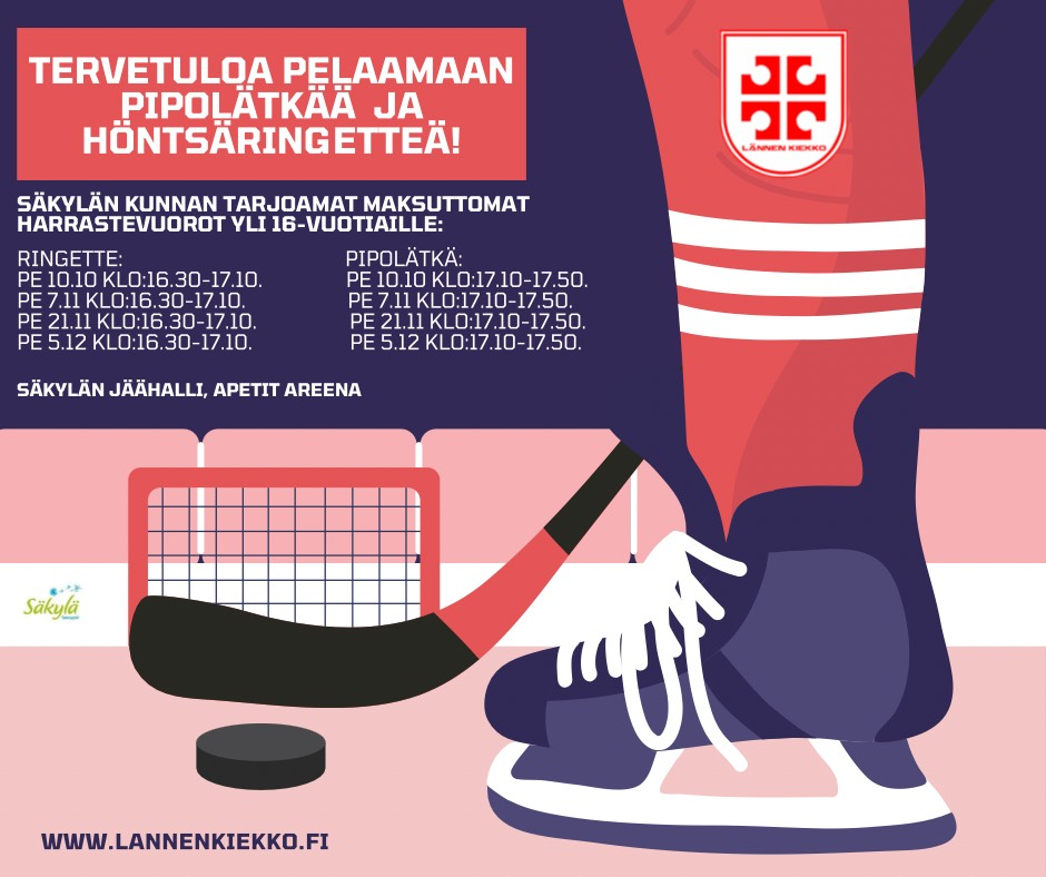 Hei sinä yli 16-vuotias nuori tai aikuinen, tule höntsäilemään Lännen Kiekkoon!