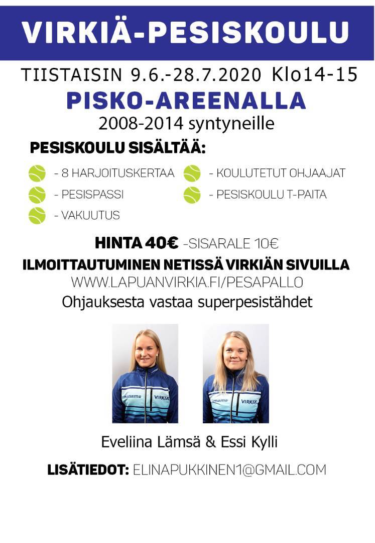 Virkiä-Pesiskoulu on täällä!  ilmoittaudu mukaan.