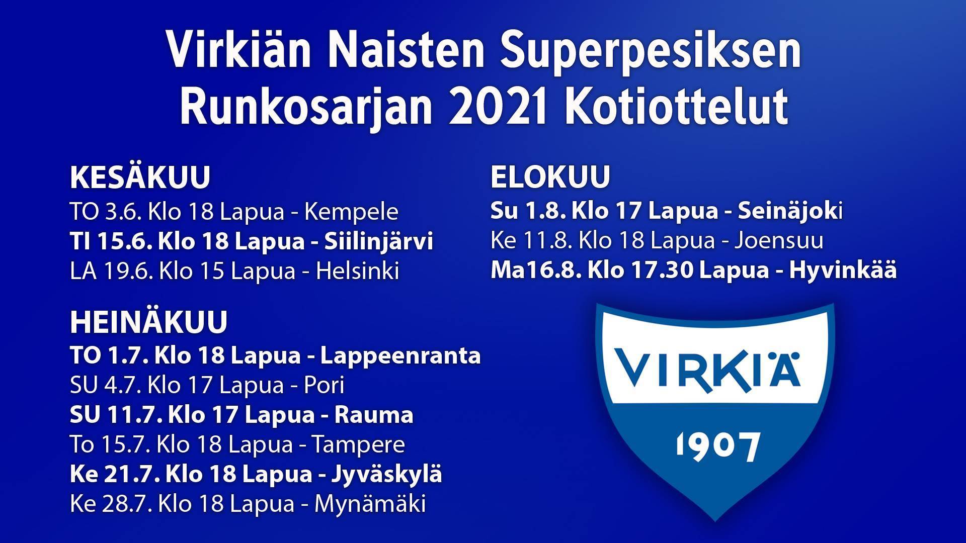 Virkiän kotipelit - Runkosarja 2021 Naisten Superpesis