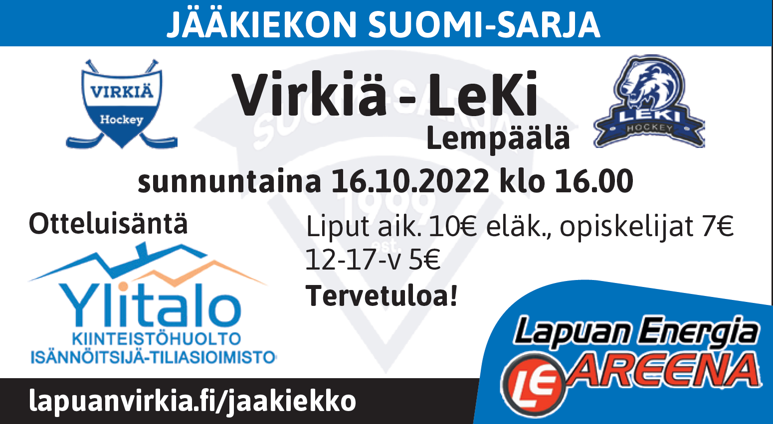 Lempäälän Kisa Su 16.10.2022 klo 16:00
