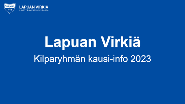 Virkiän kilparyhmän kausi-info 2023