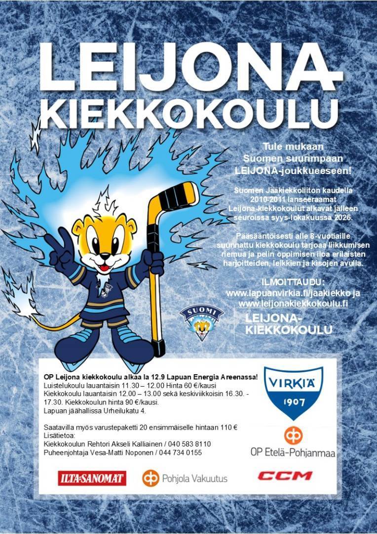 Ilmoittautuminen Kiekko- ja luistelukouluun kaudelle 2026-2027 on alkanut