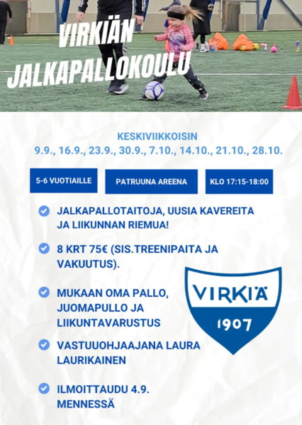 Virkiän jalkapallokoulu jatkuu syksyllä!