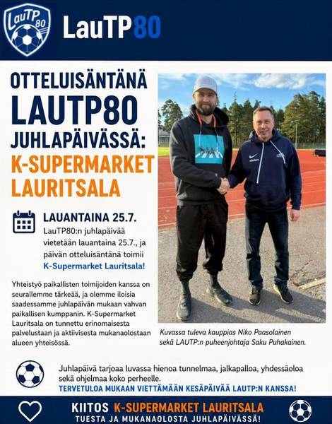 Otteluisäntänä LauTP80 Juhlapäivässä K-Supermarket Lauritsala