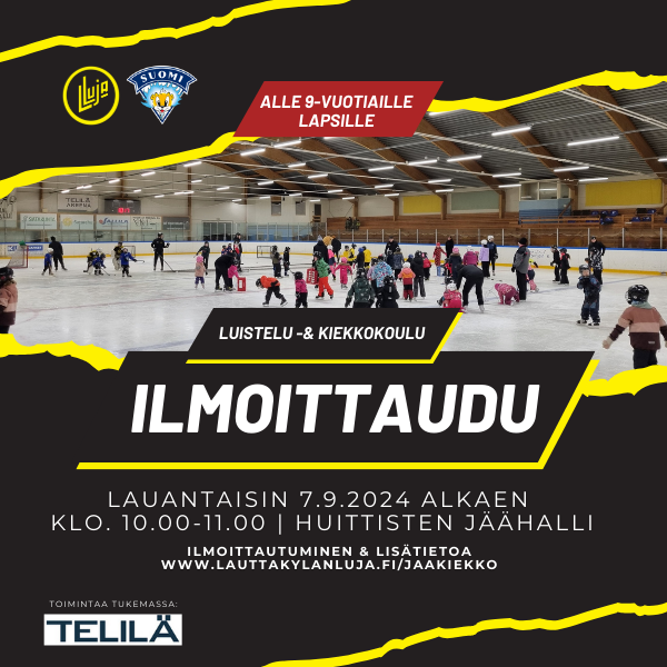 Telilä luistelu- ja kiekkokoulu starttaa - ilmoittaudu mukaan!