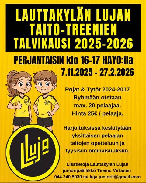 Taito-treenien ilmoittautuminen on auki
