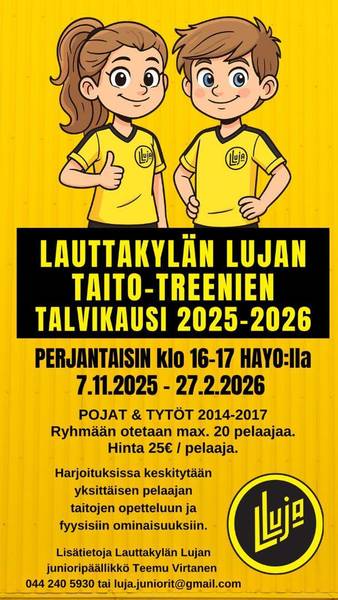 Taito-treenien ilmoittautuminen on auki
