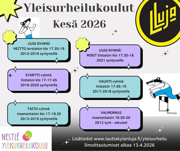 Ilmoittautuminen yleisurheilun kesän ryhmiin alkaa ma 13.4. klo 18!