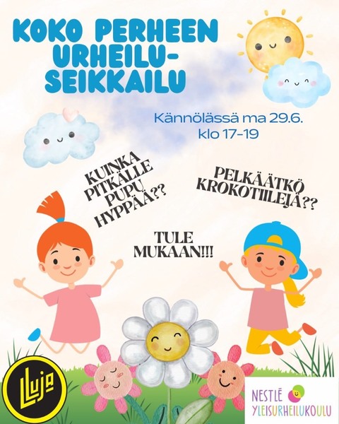 Koko perheen Urheiluseikkailu Kännölässä ma 29.6.!