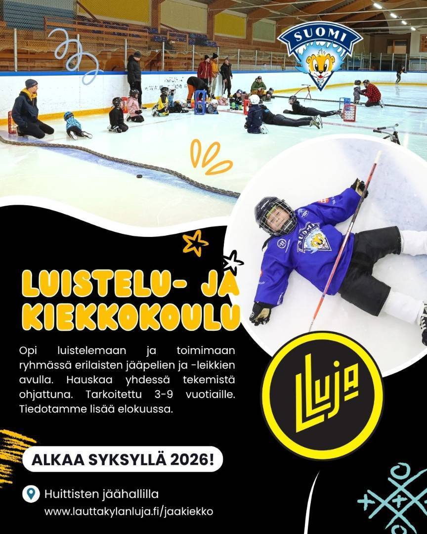 Luistelu- ja kiekkokoulu 3-9-vuotiaille alkaa syksyllä!