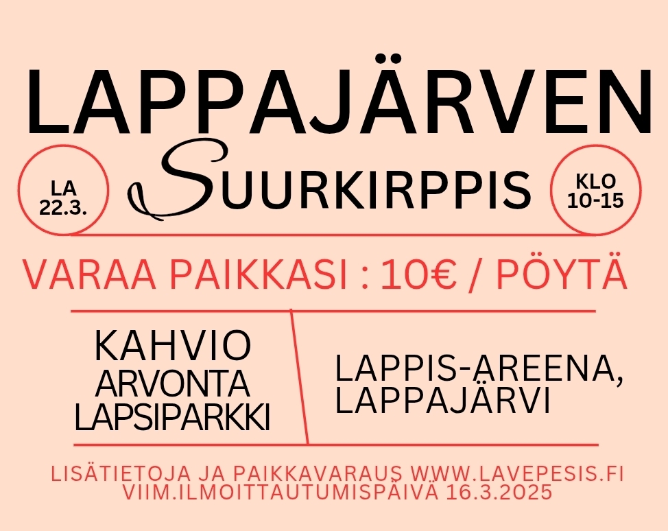 Tervetuloa Lappajärven Suurkirppikselle lauantaina 22.3.2025!