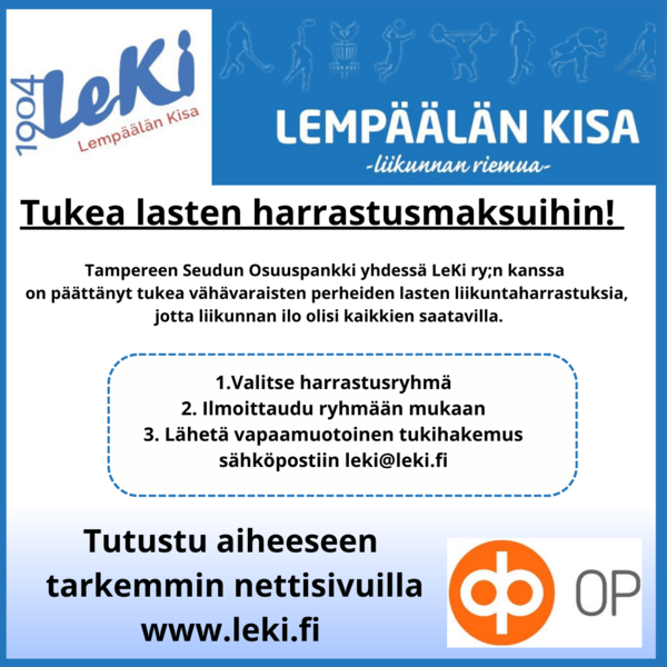 Tukea lasten harrastusmaksuihin on nyt saatavilla!
