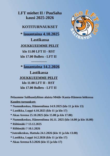 Kauden 2025-2026 Turnaukset