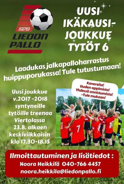 Uusi ikäkausijoukkue 2017-2018 -syntyneille tytöille