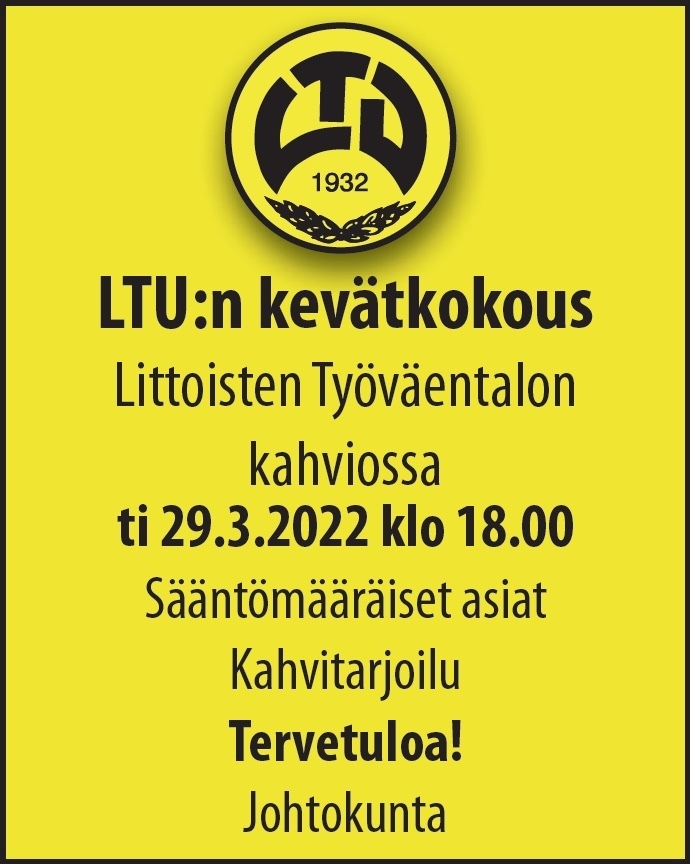 LTU ry:n kevätkokous järjestetään 29.3.