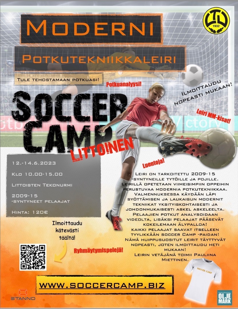 Soccer Campin moderni potkutekniikkaleiri 12.-14.6.2023 Littoisten kht:llä