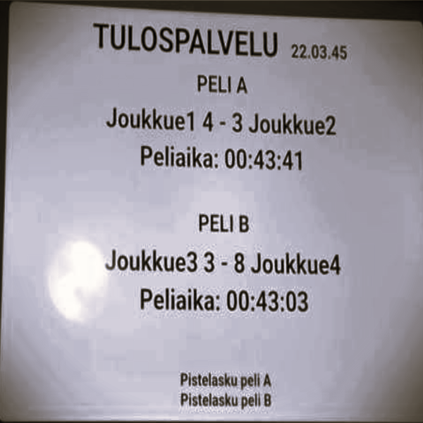 Halliin uusittu Info TV sekä uutuutena Tulospalvelunäyttö kentän reunalle