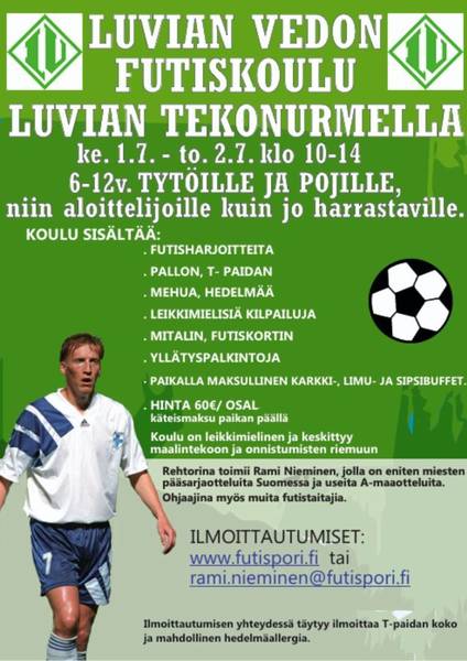 Futispori ja Luvian Veto järjestävät futiskoulun heinäkuun alussa