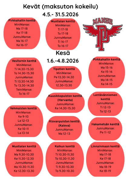 Ilmoittaudu mukaan Manse PPn Mini- Junnu- ja TeiniManse pesiskouluihin! 