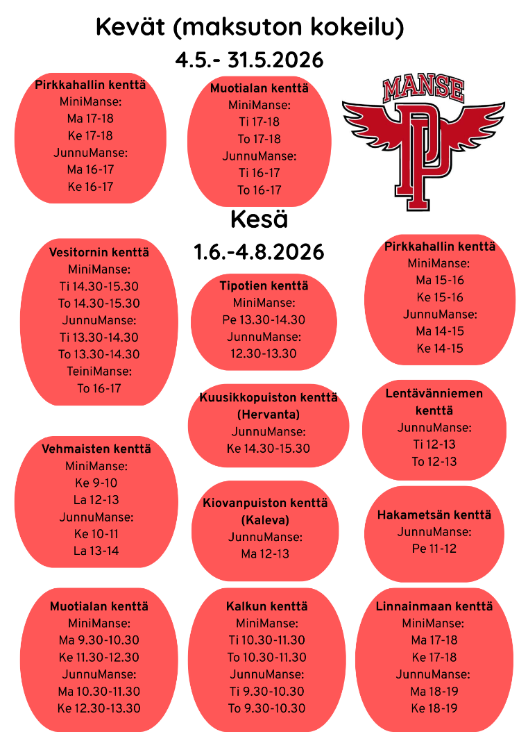 Ilmoittaudu mukaan Manse PPn Mini- Junnu- ja TeiniManse pesiskouluihin!