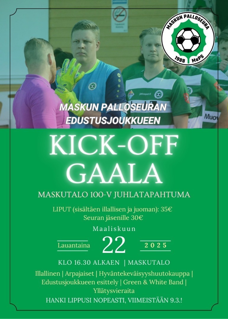 Kick Off -Gaala 22.3.2025 Maskutalolla