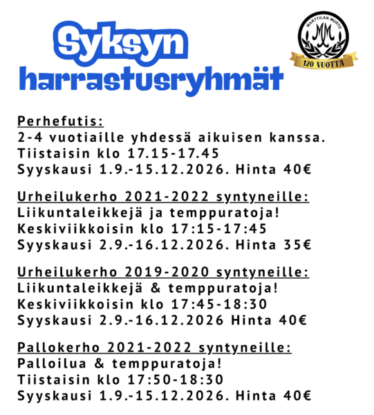 Harrastustoiminta 2-7 -vuotiaille!